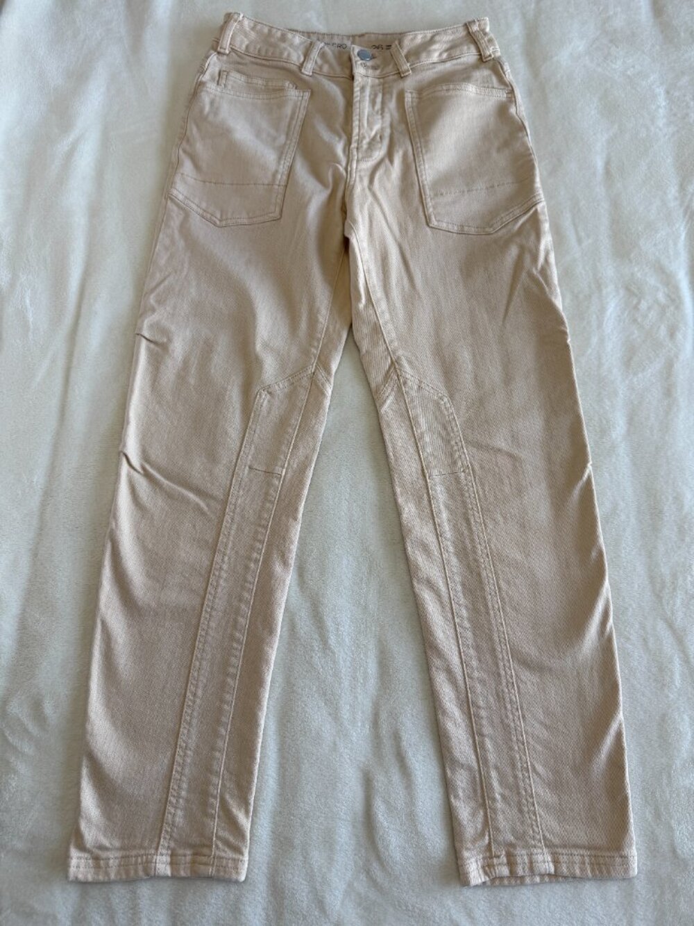Pilcro by Anthropologie Utility Carpenter Straight Leg Jeans Women's 26 Beige